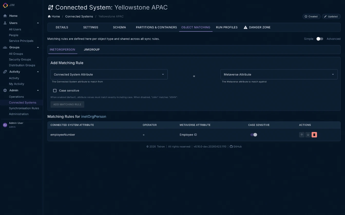 Connected System Object Matching
