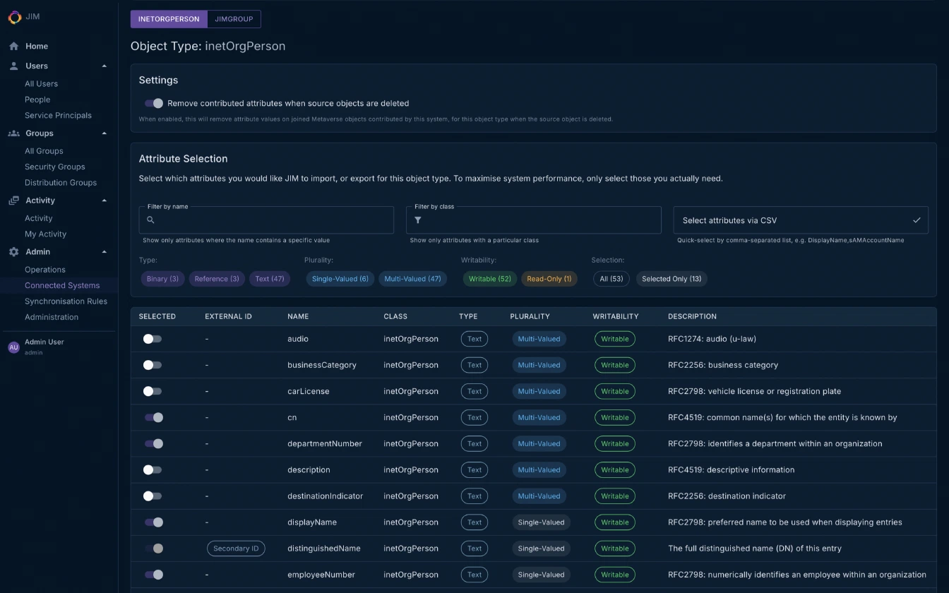 Configuring a Connected System Schema