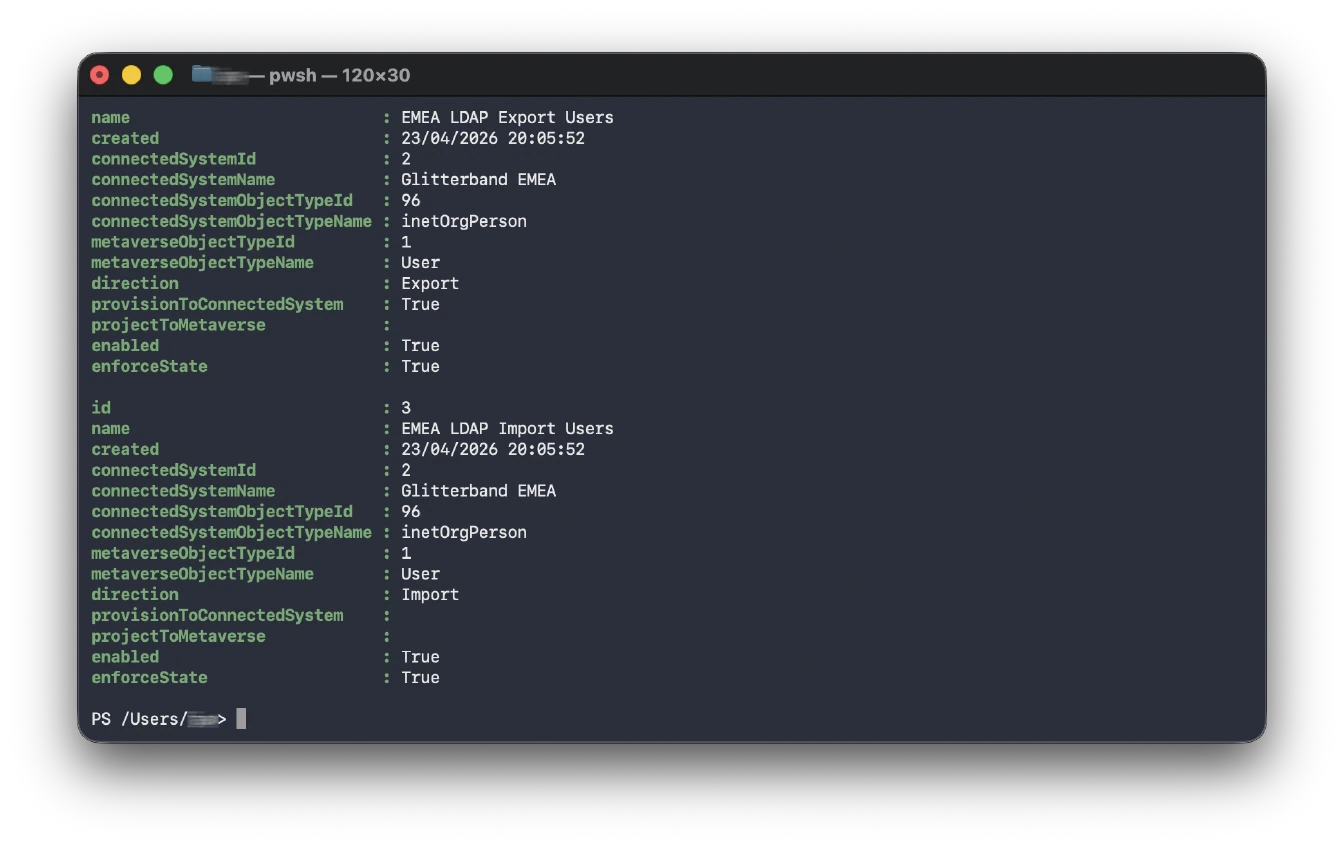PowerShell -- Getting Synchronisation Rules