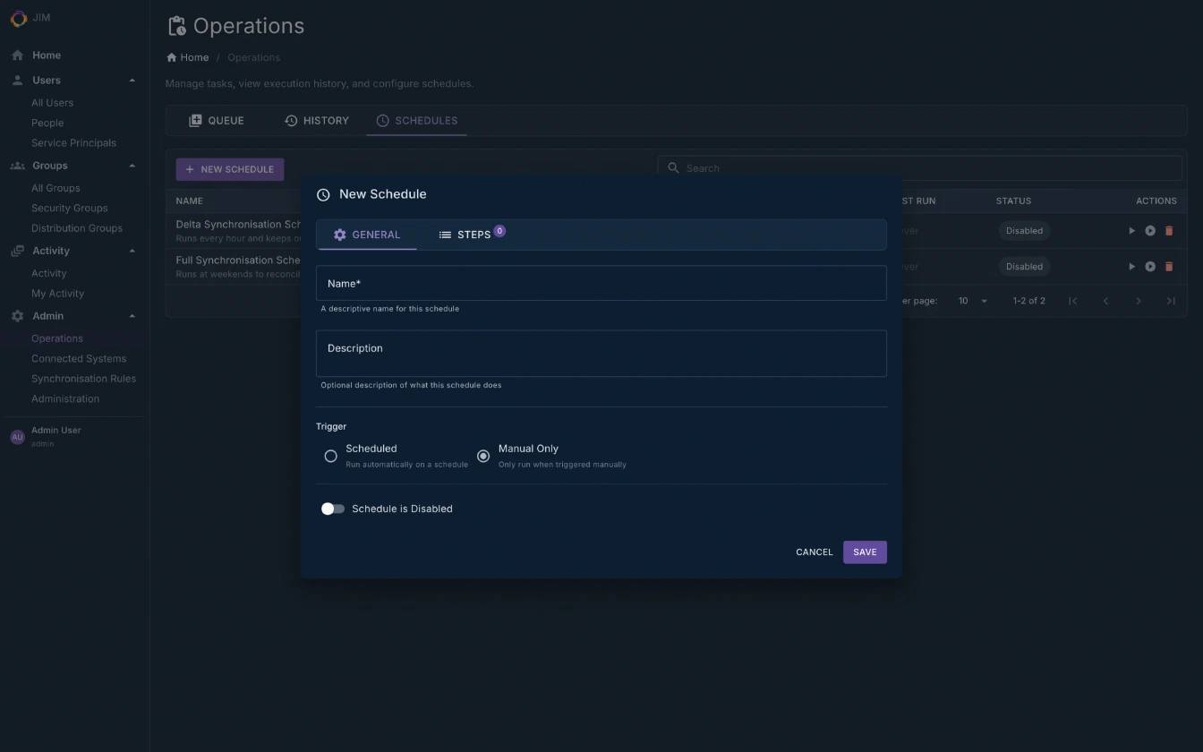 Creating a New Schedule