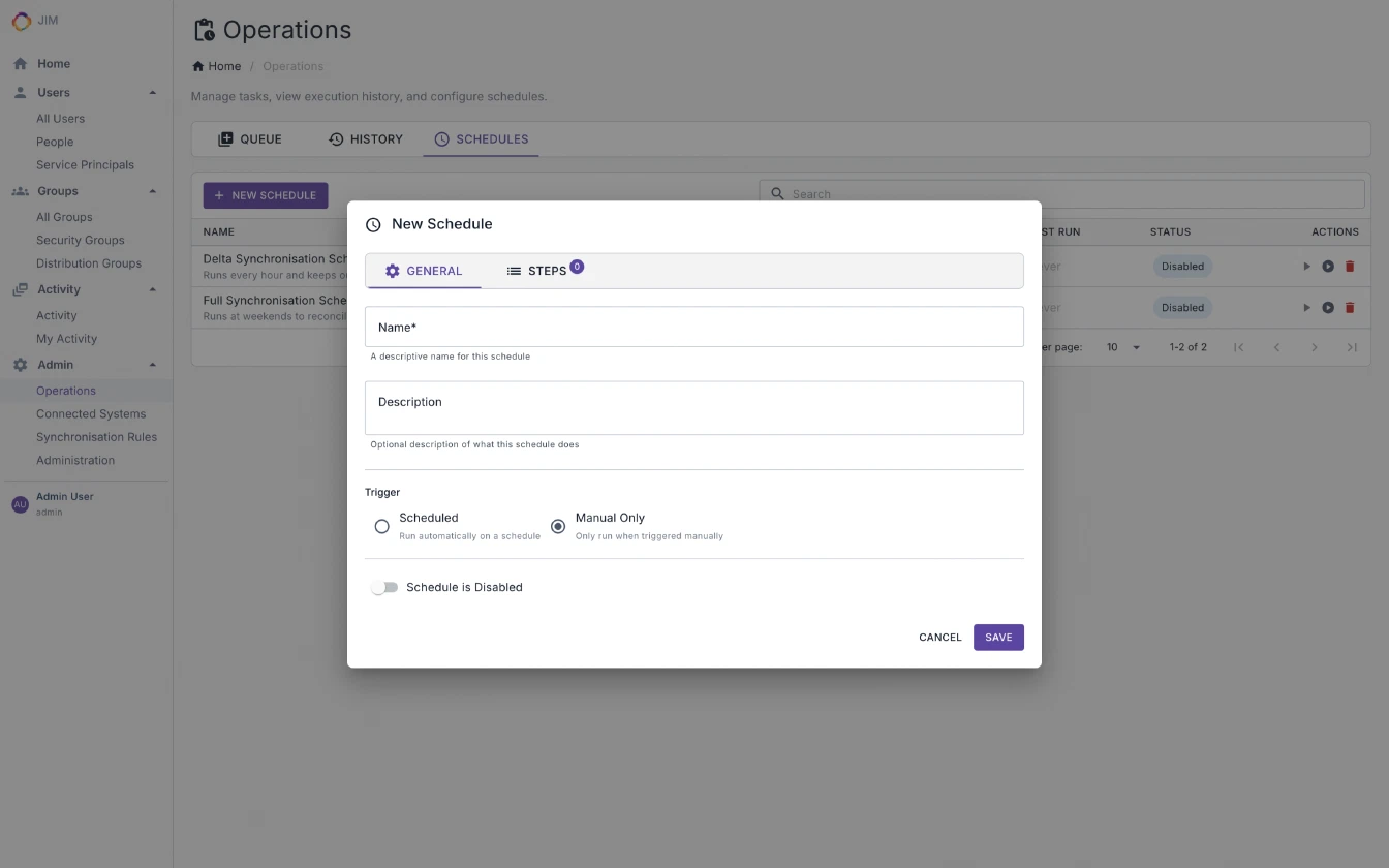Creating a New Schedule