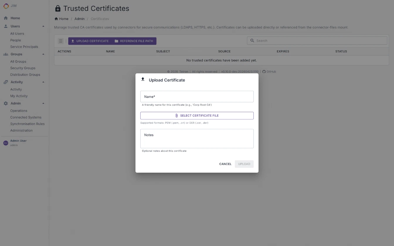 Uploading a Trusted Certificate